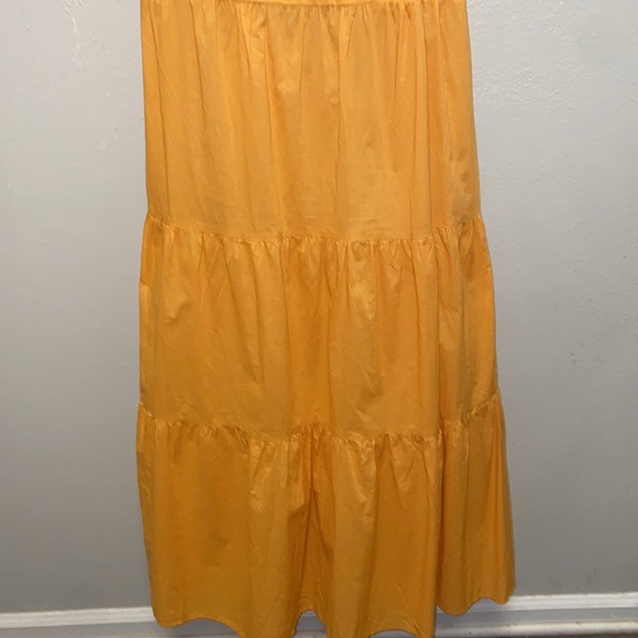 LOFT Beach NWT Size Large Marigold Yellow Open Tie Back Tiered Maxi Dress 3201 - Picture 6 of 11